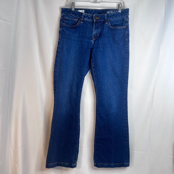GAP Long & Lean Trouser Denim Blue Jeans Flare Size 30R - Picture 10 of 11
